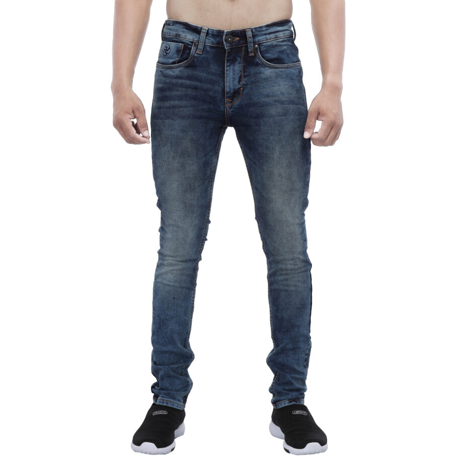 Stretchable dark blue jeans for men