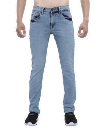 Stretchable branded light blue jeans for men