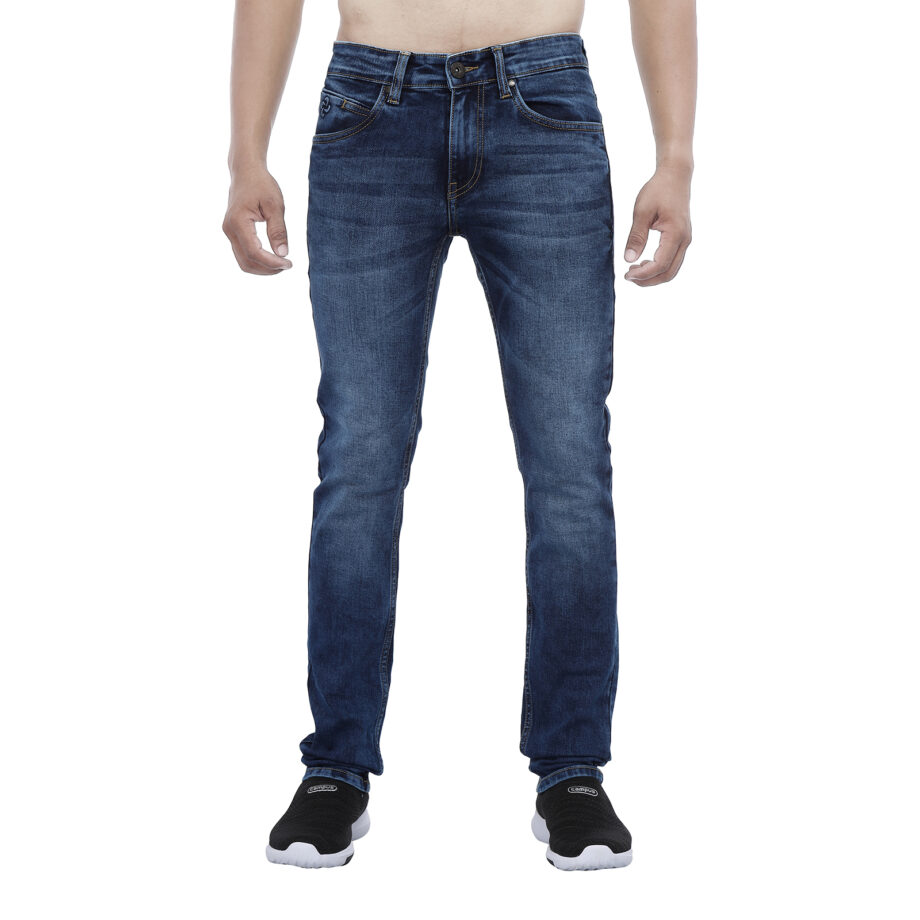 Stretchable branded blue jeans for men