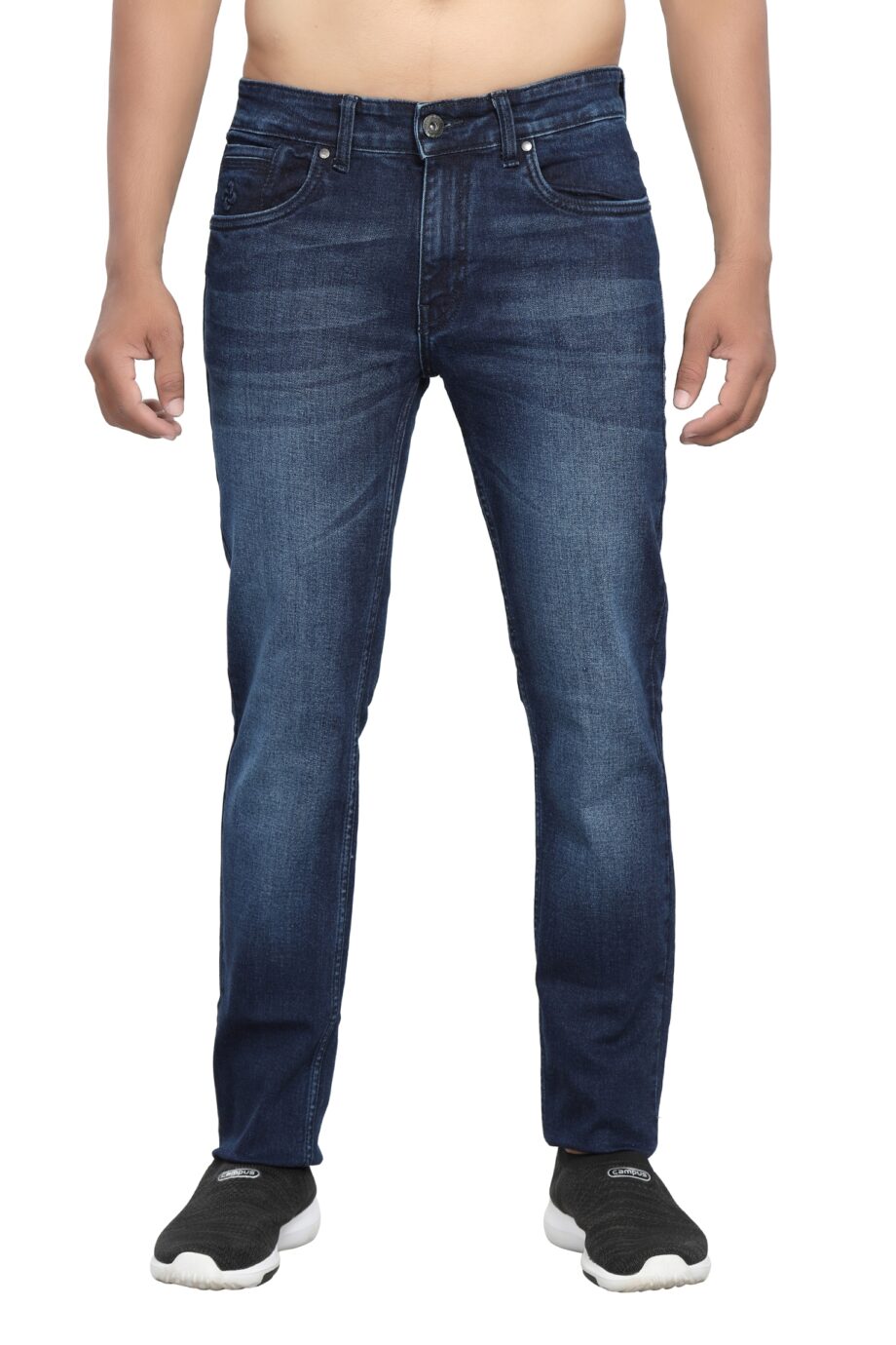 Stretchable dark blue denim jeans pant for men