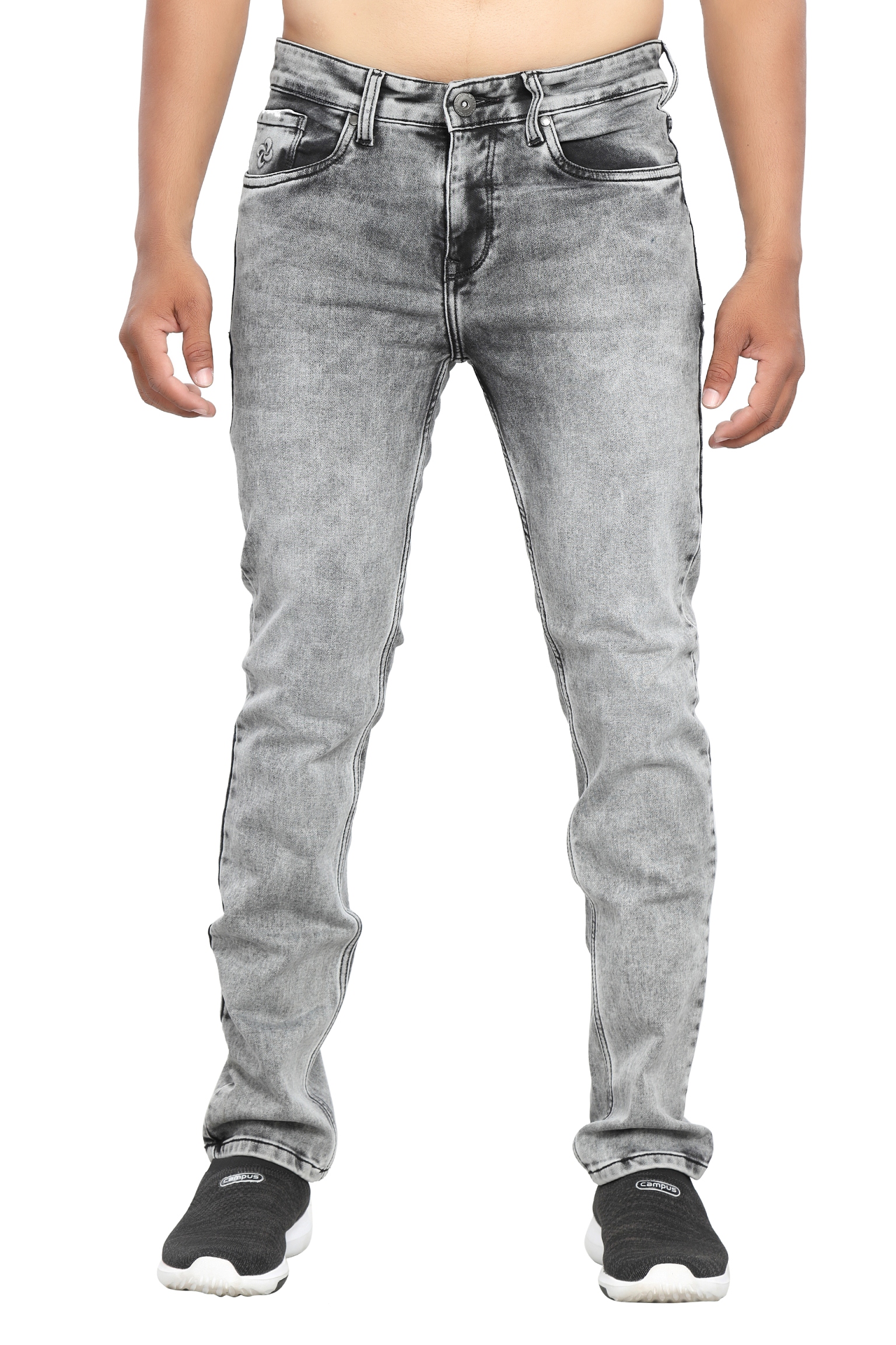 Estrolo Stretchable Slim Fit Branded Grey Jeans For Men